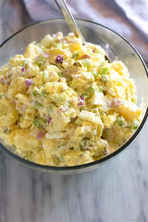 Classic potato salad with a creamy mayonnaise dressing with relish, mustard and celery salt coating potatoes and. Last Minute Potato Salad - Easy Peasy Life Matters