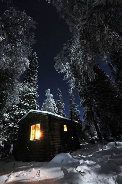 Forest Cabin In The Winter Moonlight Forest Cabin Winter Scenes