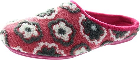 Sleepers Maisy Ladies Floral Knit Mule Slippers Fuchsia Read More