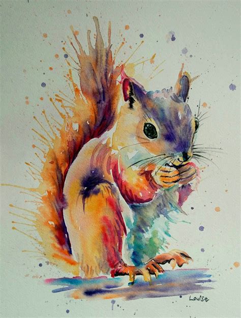 Watercolour Squirrel Squirrel Art Squirrel Painting Animal Paintings