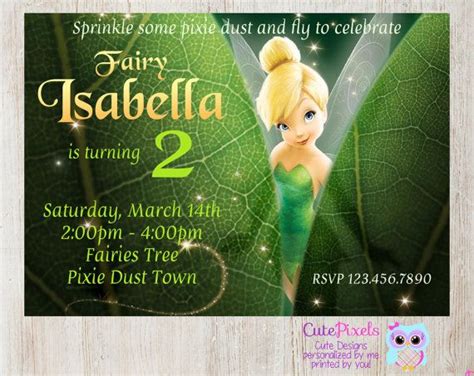 Tinkerbell Invitation Fairy Invitation Tinkerbell Birthday