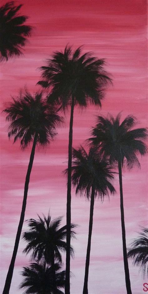 How to paint a tree : Sunset Palms Original Handpainted Acrylic by ...
