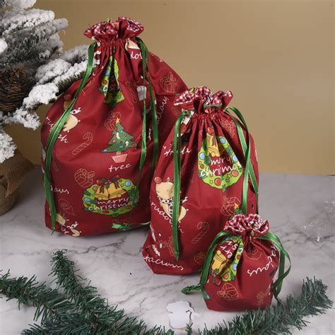 Reusable Holiday Gift Bag Fabric Christmas Gift Tote Cotton Etsy