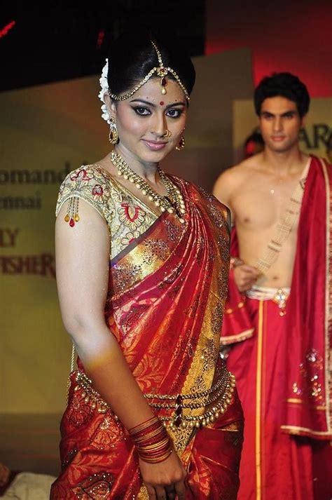 Tamil Actress Sneha In A Beautiful Bridal Double Shaded Pattusaree