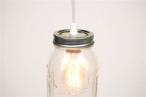 Mason Jar Pendant Light 1 Quart Jar Clear Etsy