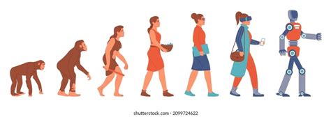Woman Evolution Prehistoric Woman Gradual Progress Stock Vector