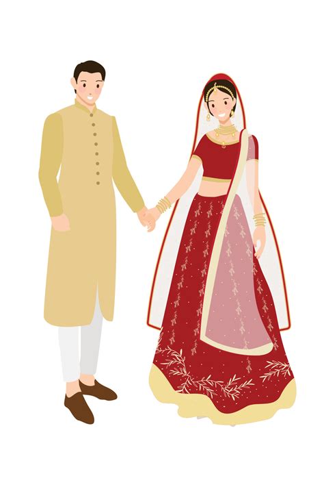 Beautiful Indian Couple Bride And Groom In Traditional Wedding Sari