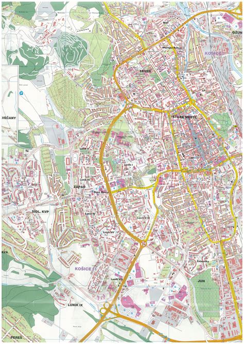 Nástenné Mapy Košice 85x655cm Lamino Lišty Nástenná Mapa