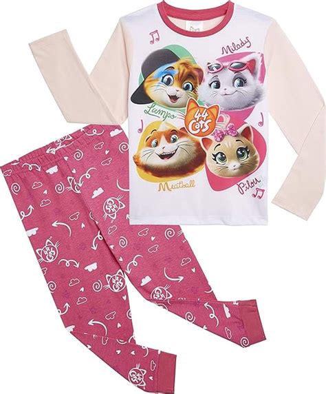 44 Cats Pijama Niña Pijamas Niña Conjunto 2 Piezas Manga Larga Ropa Niña 100 Algodón Pijama