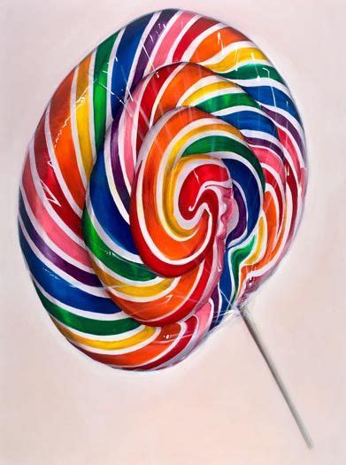 A Large Colorful Lollipop On A White Background