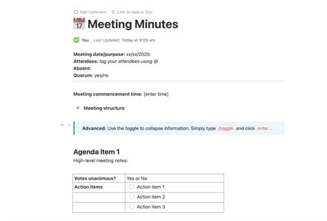 How To Write Meeting Minutes With Templates Clickup