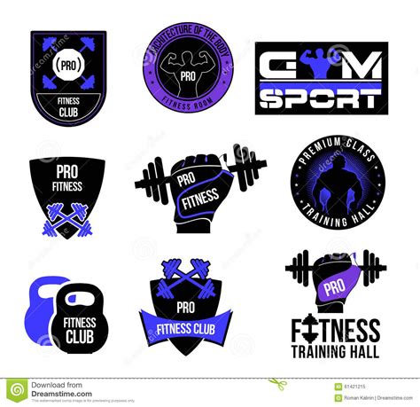 Set Fitness Club Logo And Labels Stock Vector Illustration Of