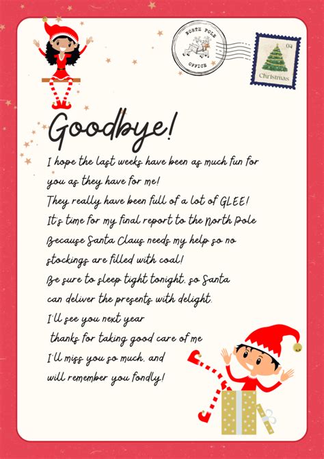 Free Printable Elf On The Shelf Goodbye Letters 2023 Lola Lambchops