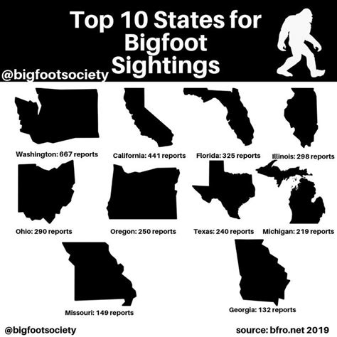Top 10 States For Bigfoot Sightings In 2020 Bigfoot Sightings
