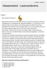 Kurzgeschichten 4 klasse leseverständnis : Leseverständnis - Deutsch 2. Klasse | Klassenarbeiten ...