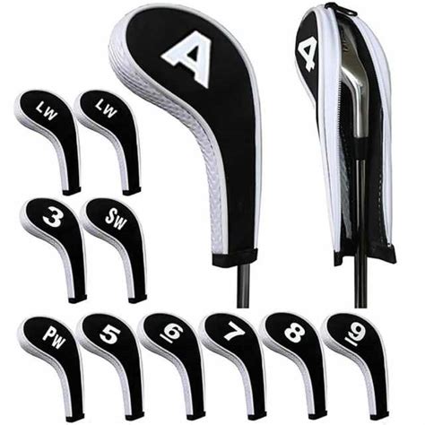 Zippered Golf Club Iron Headcovers 12 Pack Full Metal Golf