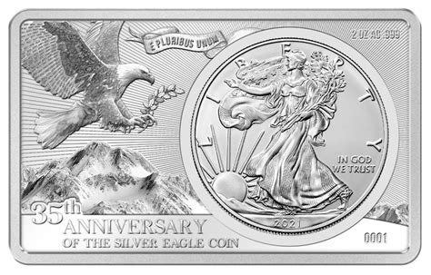 2021 3 Oz 1 Usd Silver Eagle 35th Anniversary Proof Coin Bar