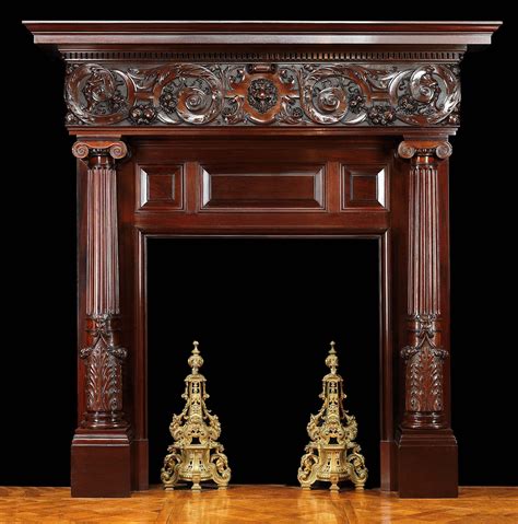 Antique Italian Renaissance Carved Wood Fireplace Mantel Fireplace