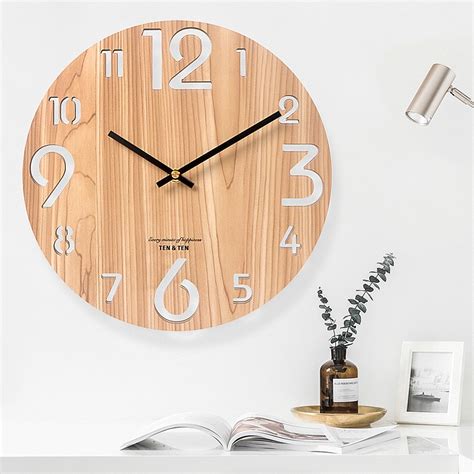 Fashionable Nordic Minimalist Wooden 3d Wall Clock Living Room Round