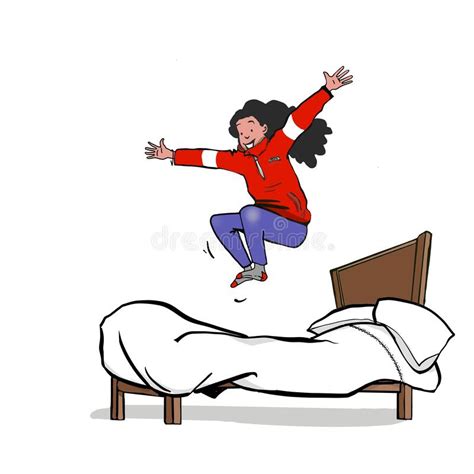 Teenager On Bed Jumping Stock Illustration Illustration Of Passed