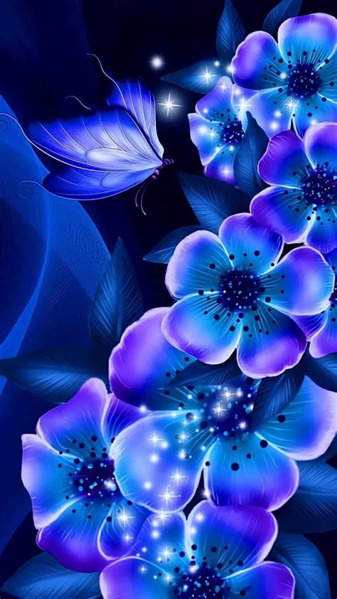 Blue And Purple Flowers And Butterfly Wallpapers Top Free Blue And
