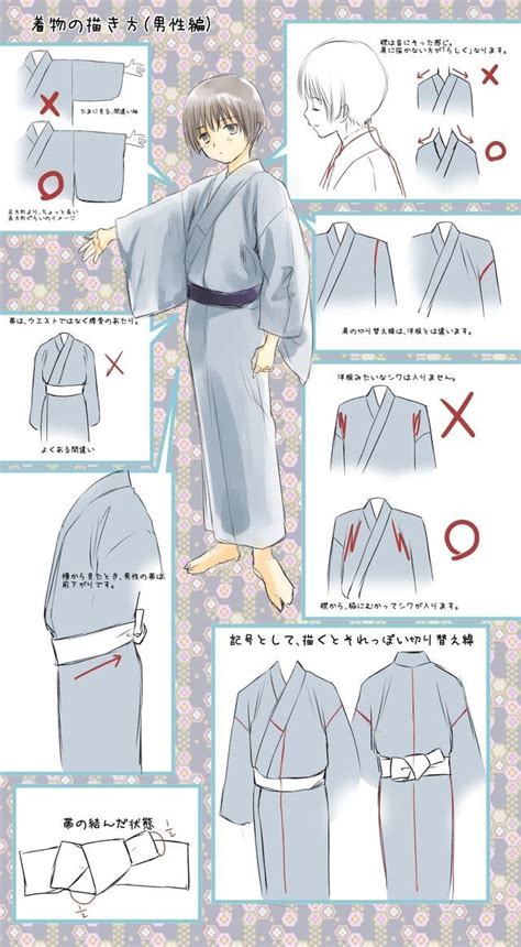 How To Draw A Yukata Japanese Outfits Male Kimono Drawing Clothes