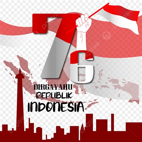 Gambar Hari Kemerdekaan Indonesia Bendera Dan Peta Indonesia Ke 76