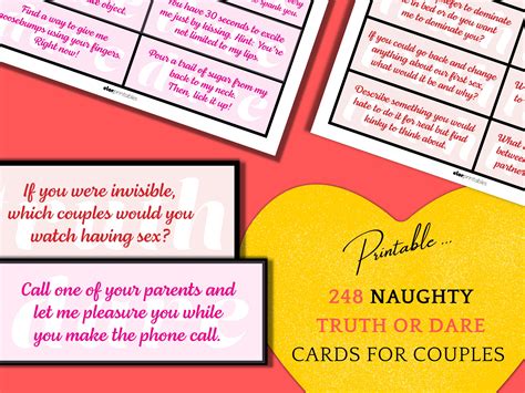Naughty Truth Or Dare Cards For Couples 248 Printable Game Etsy
