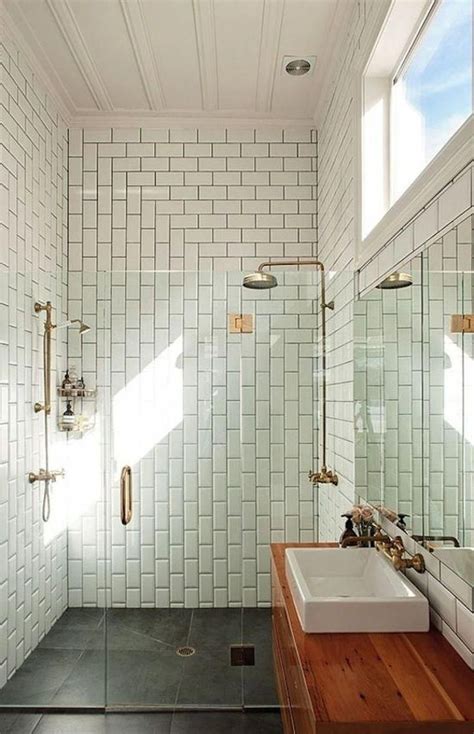 Architecture Now White Bathroom Mid Century Modern Subway Tiles Cococozy Industrialbathroom