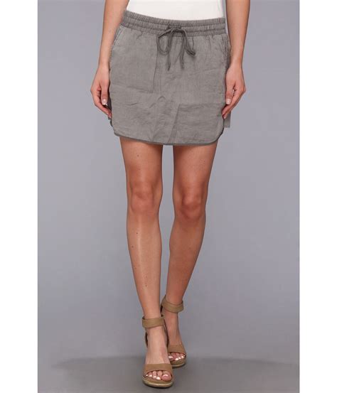 Michael Stars Linen Drawstring Skirt In Gray Lyst