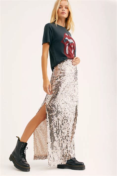 FP One Cypress Ruffle Skirt Sequin Skirt Outfit Maxi Sequin Skirt