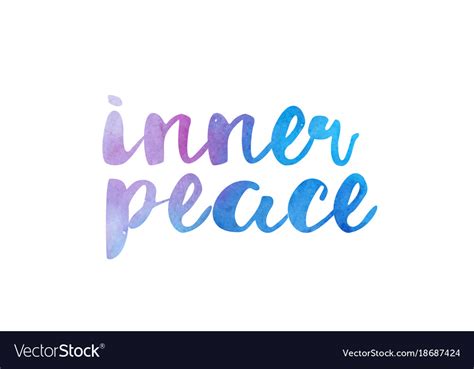 Inner Peace Watercolor Hand Written Text Positive Vector Image