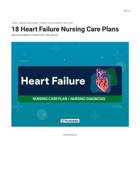 Heart Failure Nursing Care Plans 18 Nursing Diagnosis Nurseslabs
