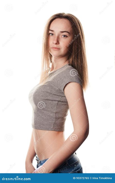Portrait Of Young Beautiful Girl Brunette In The Studio Stock Image