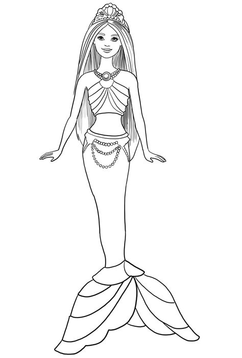 Barbie Mermaid Coloring Page Disney Princess