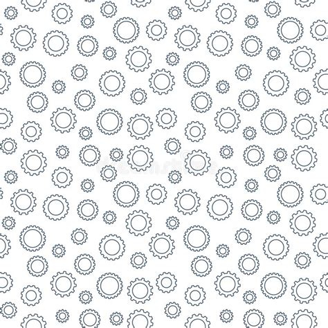 Vector Seamless Pattern With Gear Line Icons Stock Vector