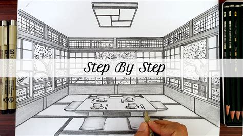 How To Draw A Dining Room In One Point Perspective Japanese Style