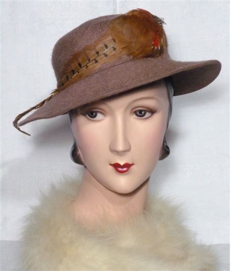 vintage 1950s new era hats taupe fur felt and pheasant feather hat new era hats feather hat
