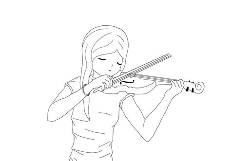 Sketch Girl Playing Violin Drawing