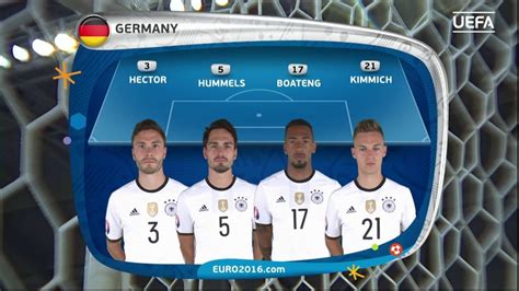 Germany Line Up V Slovakia Uefa Euro 2016 Youtube