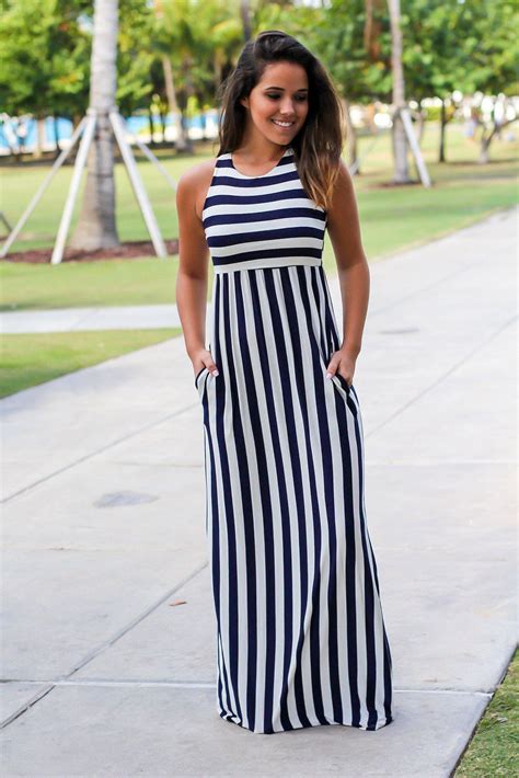 Navy Striped Maxi Dress Maxi Dresses Saved By The Dress