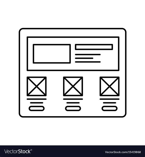 Wireframe In Screen Lined Icon Website Page In Vector Image