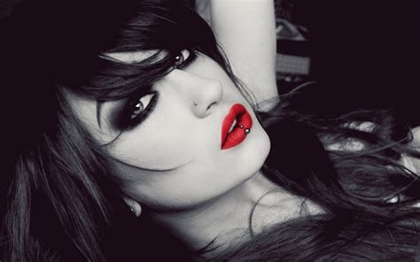 beautiful brunette girl with piercing in nose and lip wallpapers and images wallpapers