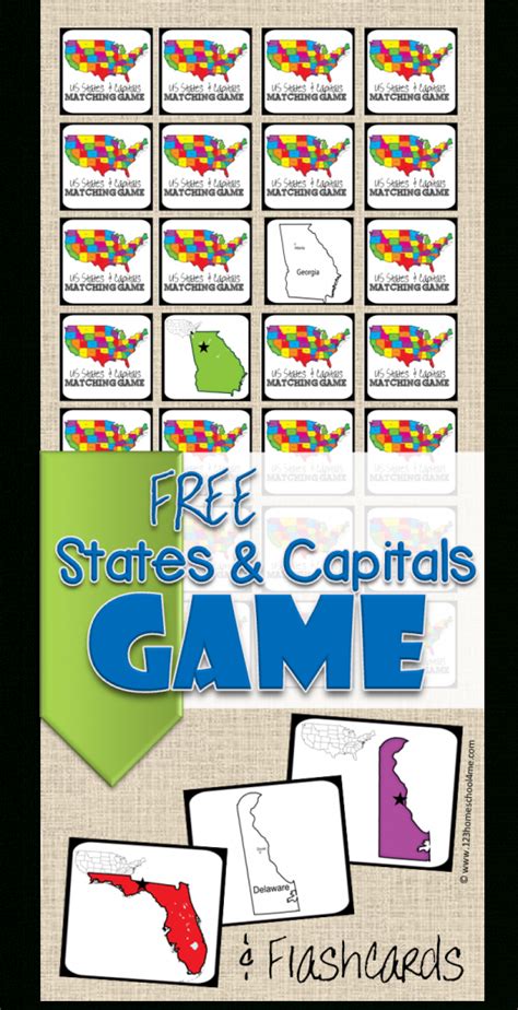 States And Capitals Printable Flash Cards And Worksheets Only Images
