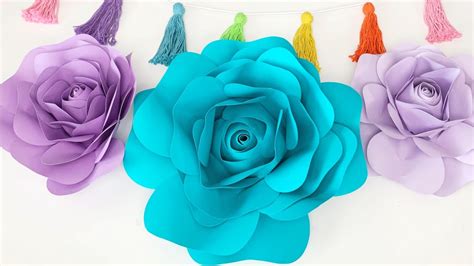 How To Make Diy Giant Paper Rose Tutorial With Cricut Youtube