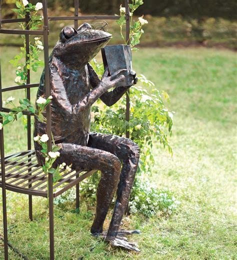 I Love This Metal Sculpture Of A Frog Sitting On A Garden Bench Reading