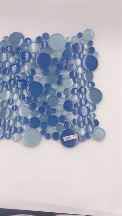 Bubble Round Blue Glass Mosaic Crystal Penny Round Mosaic Tile For Swimming Pool Buy Bubble