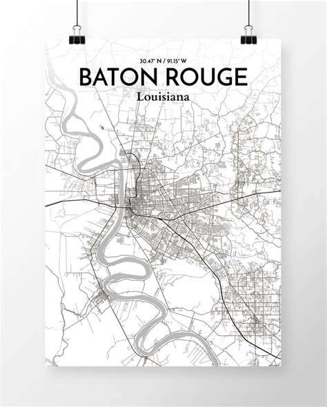 Wrought Studio Baton Rouge City Map Graphic Art Print Poster In