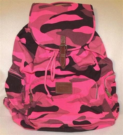 Victorias Secret Pink Camo Full Size Backpack Book Bag Camping Weekend Vhtf New