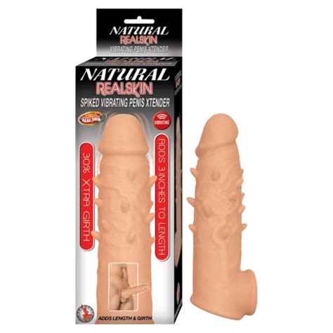 Natural Realskin Spiked Vibrating Penis Xtender White Sextasy Online